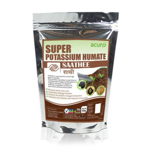 Puresprout-ACURO Saathee Super Potassium Humate for Home Plants, Gardens and Agriculture - Humic Acid , Nutrient for Growth (500g)